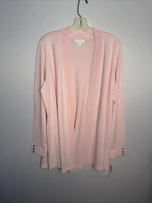 NUEVO CON ETIQUETAS CHARTER CLUB Mujer 2X Rosa Manga Larga Frente Abierto Cárdigan Suéter Foto 1 de 4