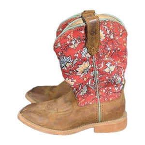 Twisted X Hooey Jugendstiefel Größe 13 M Blumenmuster eckige Zehenpartie - Bild 1 von 9