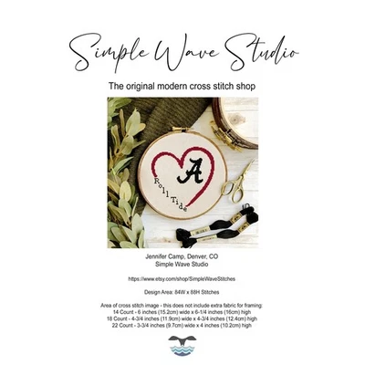 Alabama Roll Tide Football Counted Cross Stitch Pattern Chart - Image 1 of 4