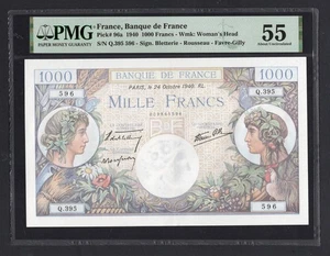 France 1000 Francs 1940 P96a About Uncirculated - Picture 1 of 2