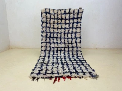 摩洛哥地毯手工Boucherouite 3英尺4x7英尺2英尺复古柏柏尔条纹部落地毯 — 第 1/4 张图片