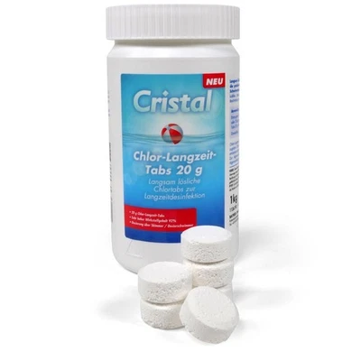 1,0 kg Chlor Langzeittabletten 20g CRISTAL - Mini Chlortabs Pool Schwimmbad - Bild 1 von 4