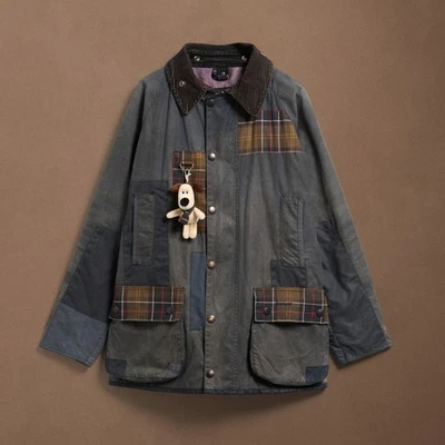 Barbour Wallace & Gromit Re-Loved Gamefair Waxed Jacket Navy Size Large F1 - Image 1 of 4