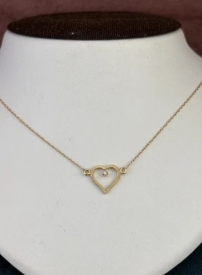 "Collar corazón oro amarillo 14k con diamante 17""" Foto 1 de 4