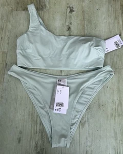 H&M Ladies Pale Green One Shoulder Bikini Size 10 - Picture 1 of 2
