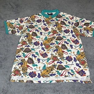 Vintage Kenneth Gordon New Orleans unglaubliche Grafik Old School Golf Shirt LRG - Bild 1 von 10