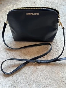 MICHAEL KORS Cindy Black Leather Dome Crossbody Bag - Picture 1 of 6