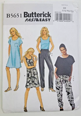 Butterick Sewing Pattern 5651 Misses Top, Dress, & Pants Size L-XXL, 16-26 UNCUT - Image 1 of 3
