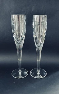 John Rocha Waterford Crystal Geo Pair Champagne Flutes (2) - Picture 1 of 8