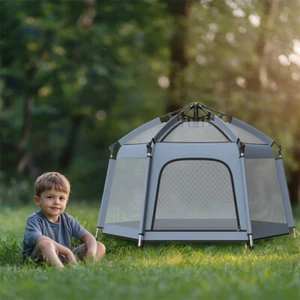 Outdoor Indoor Pop Up Baby Play Tent Breathable Mesh Baby Playpen Yard w UV Cove - Picture 1 of 16