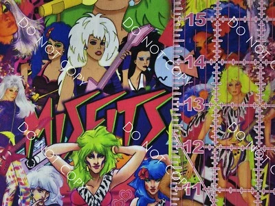 Custom 100% Cotton Woven Fabric Jem Misfits Band Tv Show By The 1/4 Yard 9x56 - Image 1 of 2