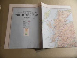 Bartholomew Contoured Road Map of the British Isle Circa 1971 / Free USA Ship - Picture 1 of 2