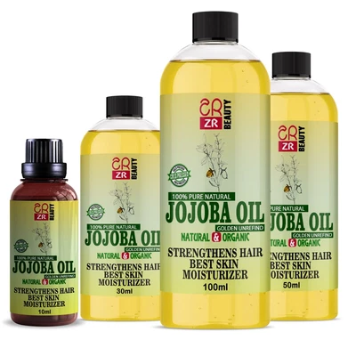 ZR BEAUTY Jojoba Oil Organic Golden Certified Organic 100% Pure Unrefined Cold Pressed