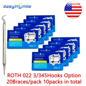 Soporte OrthoAutoligable Brackets Dentales Paquete de 10 ROTH 022 3/345 Gancho 20 Brackets/paquete - Imagen 1 de 8