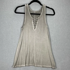 American Eagle Womens Tank Top XS Soft & Sexy Gray Relax Fit Deep V-Neck - Picture 1 of 12