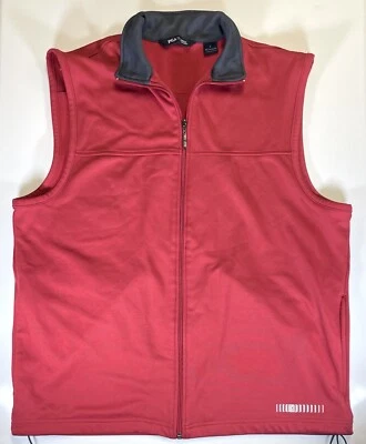 PGA Tour Vest Mens Large Red Full Zip Drawstring Pockets Fleece Lined - Image 1 of 4