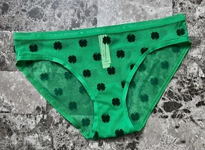 NWT VICTORIA'S SECRET XS ST. PATRICK'S DAY VELVET SHAMROCK RARE BIKINI PANTIES - Picture 1 of 3
