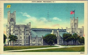 State Armory Providence R.I Postcard Pawtucket to Pa 1948 Posted - Foto 1 di 2