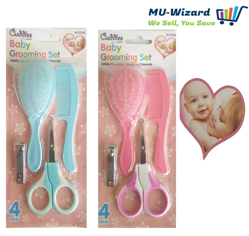 CUDDLES Babypflege Set 4-teilig Nagelschere, Clipper und Bürstenkamm NEU