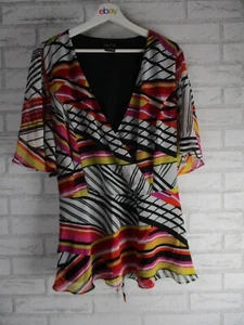 City Chic womens tunic top blouse pink black white yellow L, 20 v-neck - Picture 1 of 10