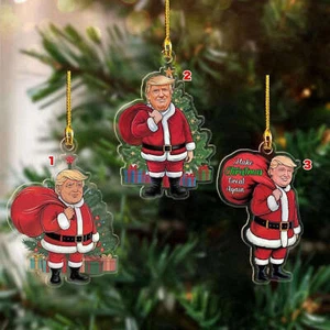 Funny Santa Trump Christmas Ornament, Make Christmas Great Again Xmas Gift Decor - Picture 1 of 3