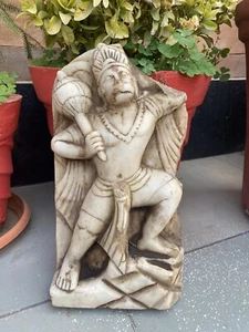 Antique Old Hand Carved Marble Stone Indian Religious Deity Lord Hanuman Statue - Picture 1 of 8