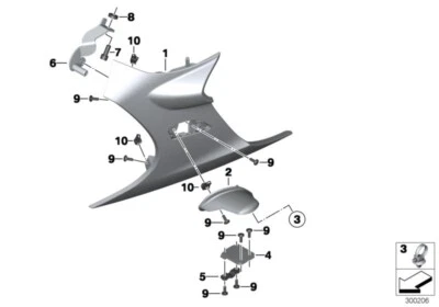 BMW OEM New Right Radiator Headlight Cowel Fairing 46638537574 2011-16 K1600GT Foto 1 de 4