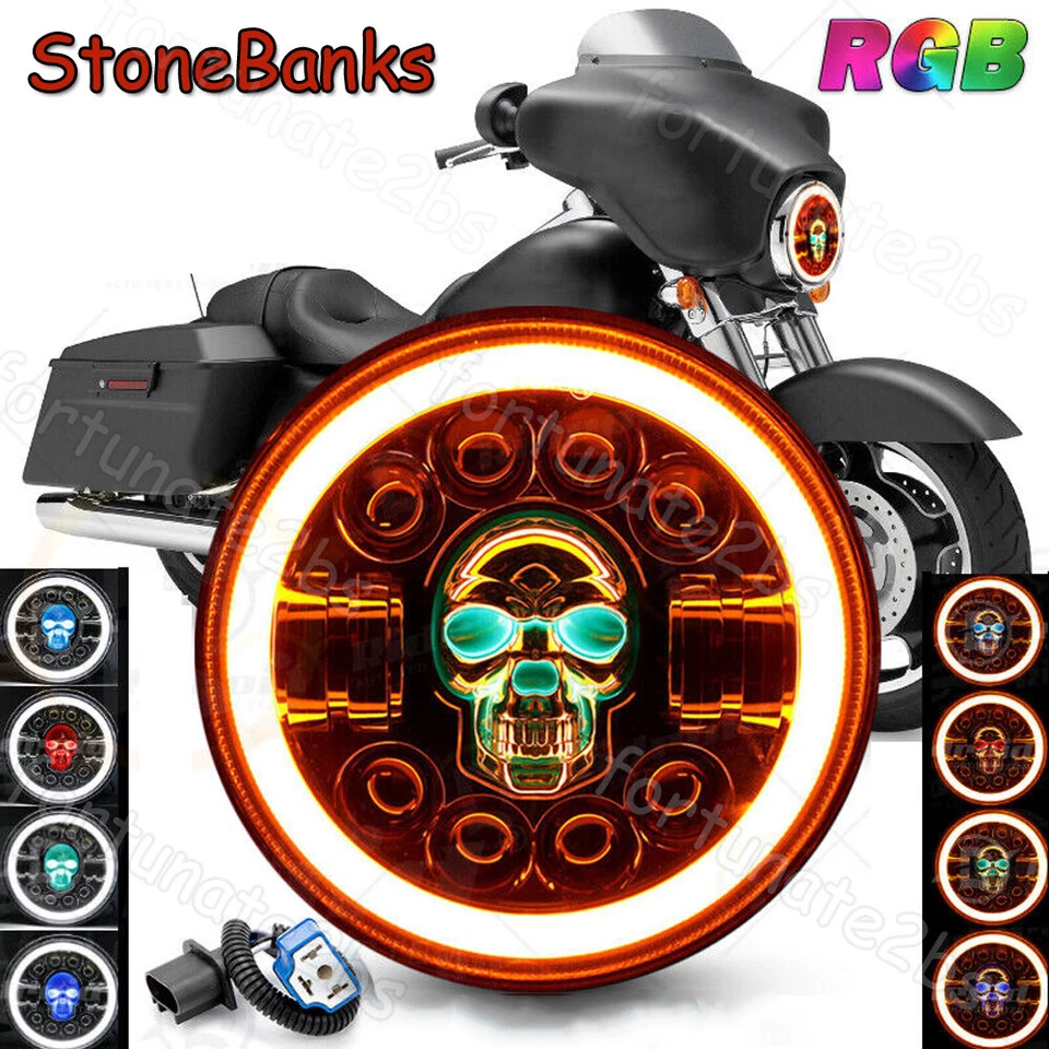 Proyector de faros LED RGB de 7 pulgadas Halo DRL para Harley Davidson Street Glide FLHX Foto 1 de 4