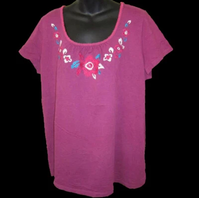 Top Campesino Ciruela Púrpura 1X Bordado Estilo Mexicano Algodón Tejido Ediciones Básicas Foto 1 de 4