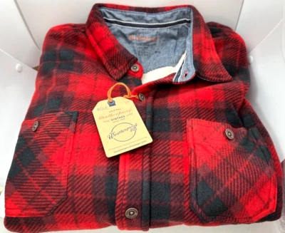 $80 NEW Weatherproof SHERPA Lined Flannel Shirt Jacket Fleece Mens M Red Coat - Image 1 of 4