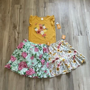 NWT $107 Girl’s Gymboree Outfit Size 10 Two Floral Skirts/Skorts Embroidered Top - Picture 1 of 21