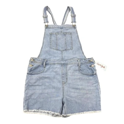 Cat & Jack Girls Size XL 14/16 Plus Jean Shortalls Stretch Light Wash - Image 1 of 4
