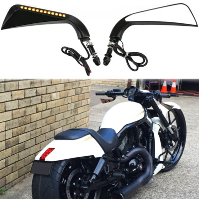 2x AXE Mirror w/LED Sequential Turn Signal For Harley Davidson Night Rod Special Foto 1 de 4