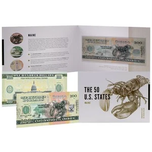 USA 100 Dollar Note | Maine Commemorative Souvenir | Maine Lobster - Picture 1 of 5
