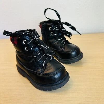 Botas Carters Unisex Negras Cuero Vegano Rojo Cuadros Búfalo Niño Talla 5 Foto 1 de 4