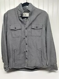 Mutual Weave Button Front Shacket Mens Size Medium Navy - Picture 1 of 6