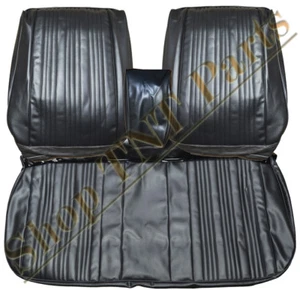 1967 GTO Seat Covers Front Split Bench Upholstery Skins Black Lemans - Picture 1 of 6
