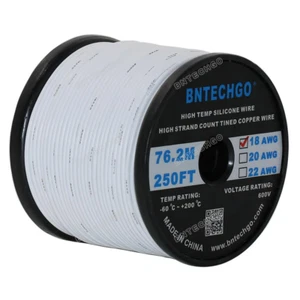 18 Gauge Flexible Silicone Wire White 250 feet 600V 200 deg C Tinned Copper Wire - Picture 1 of 6