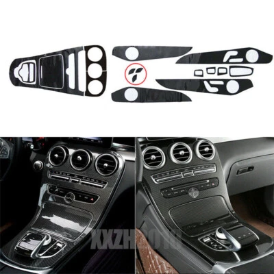 For Mercedes-Benz C200 C300 GLC 15-19 5D Glossy Carbon Fiber Interior Decal Trim - Image 1 of 4