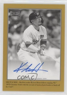 2020 Topps Archives Snapshots Walkoff Wires Gold /10 Keston Hiura #WW-KH Auto - Image 1 of 2
