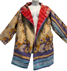 Neu mit Etikett FUNKY STUFF Hippie gesteppt Vintage Baumwolle Kantha Wende JACKE MANTEL TOP XL - Bild 1 von 13