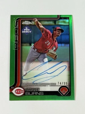 2025 Topps Pro Debut - Chase Burns Green Foil Auto # /99 🔥 Cincinnati Reds - Image 1 of 4