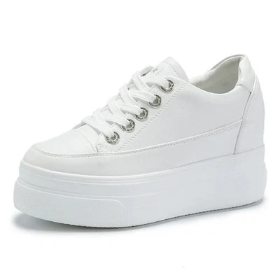 Womens High Hidden Heel Creeper Platform Sneakers Lace Up tennis Shoes pumps  - Image 1 of 4
