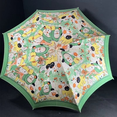 Vtg 50’s Child Umbrella Parasol Vibrant Cartoon Asian Souvenir Piece Nice Cond - Image 1 of 4