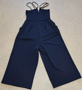 ZARA Women's Navy Blue Wide Leg Sleeveless Jumpsuit with Pockets UK sz10 - Bild 1 von 7