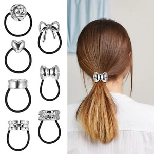 7PCS Metal Hair Ties Ponytails Hair Cuffs Metal Geometric Elastic Hair Ties W... - Picture 1 of 7