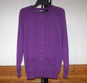 DAMEN VINTAGE (90er) LILA CARDIGAN PULLOVER von FABRIANO (GRÖSSE SMALL) (NOS) - Bild 1 von 4