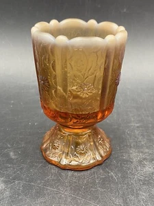 Fenton Holder Toothpick Holder Amber Caramel Brown Cameo Opalescent Glass Candle - Picture 1 of 9
