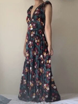 Trashy Diva Bianca лепесток длиной макси платье любопытный корсаж ретро цветочный принт Sz 0 - Изображение 1 из 4