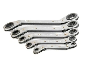 Heavy Duty Offset Ring Ratchet Spanner Wrench Set 5pc Reversible Professional - Picture 1 of 2